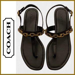 COACH Black “Jenna” Flat Thong Sandals NWOT